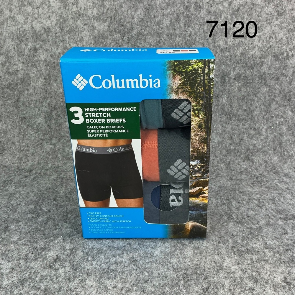 Columbia Mens 3 Pack High-Performance Stretch Boxer Briefs XL Multicolor New